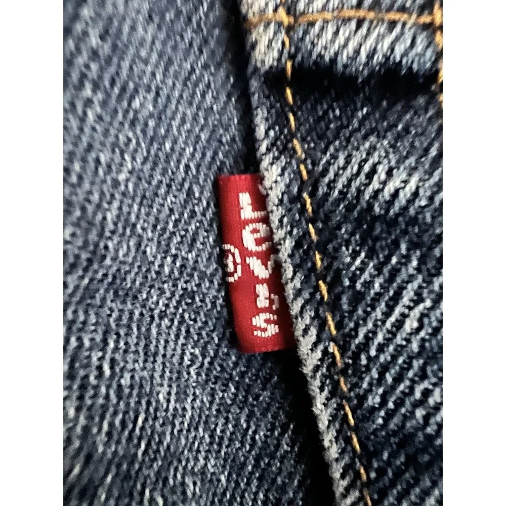 Levi's 505 Jeans Men's‎ 36x32 Distressed Hems Straight Biker Rock Casual Blue